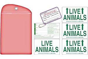 DryFur Live Animal Label Set of 5 Stickers w/Pet Passport Pouch RED