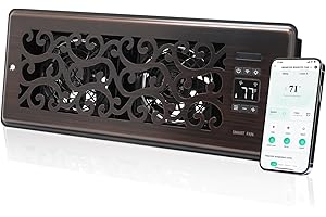 SANYCASA Register Booster Fan for 4" x 12" Register Holes, Quiet Vent Fan Booster with Intelligent Thermostat, Improves Heating Cooling, App Control, 10-Speeds, Charleston Smart Register Vent, ORB