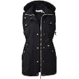BBX Lephsnt Womens Utility Vest Drawstring Waist Military Sleeveless Jacket