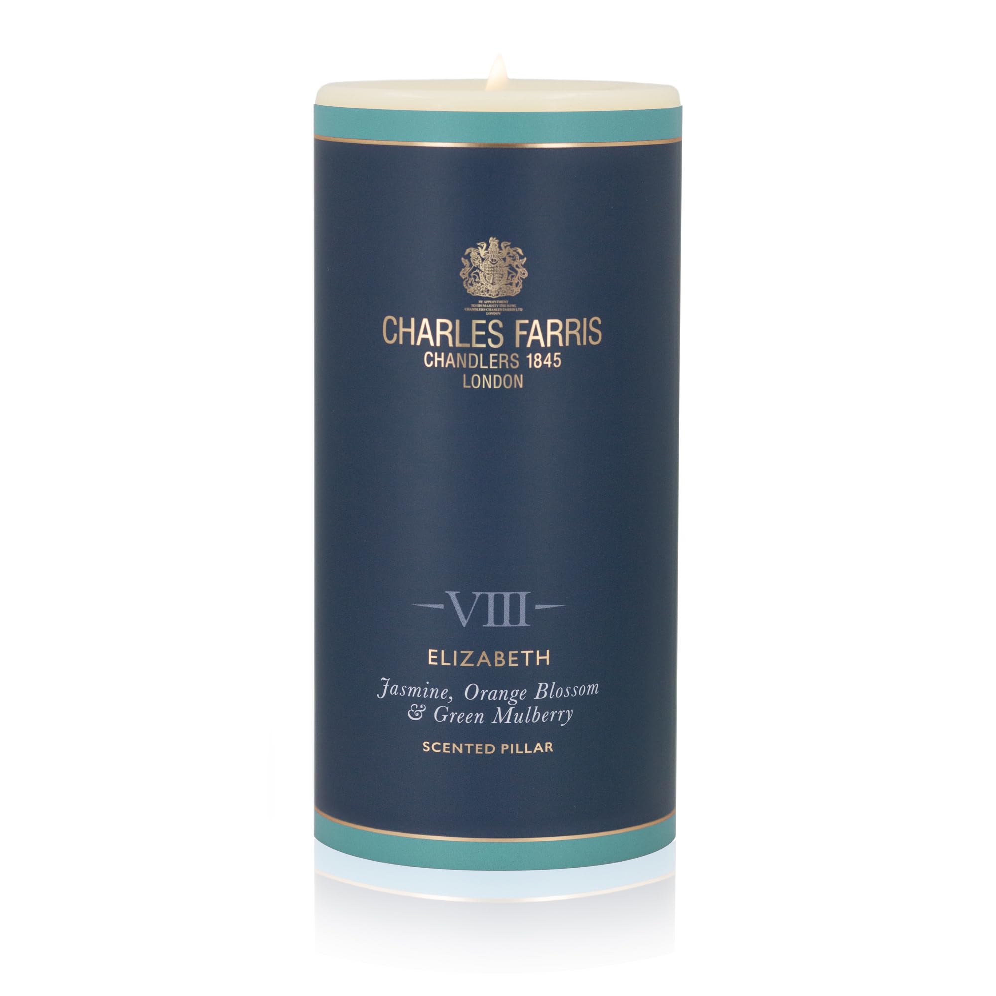 Charles Farris Elizabeth Luxury Scented Pillar Candles - 75+ Hours Burn Time - Orange Blossom, Jasmine & Mulberry