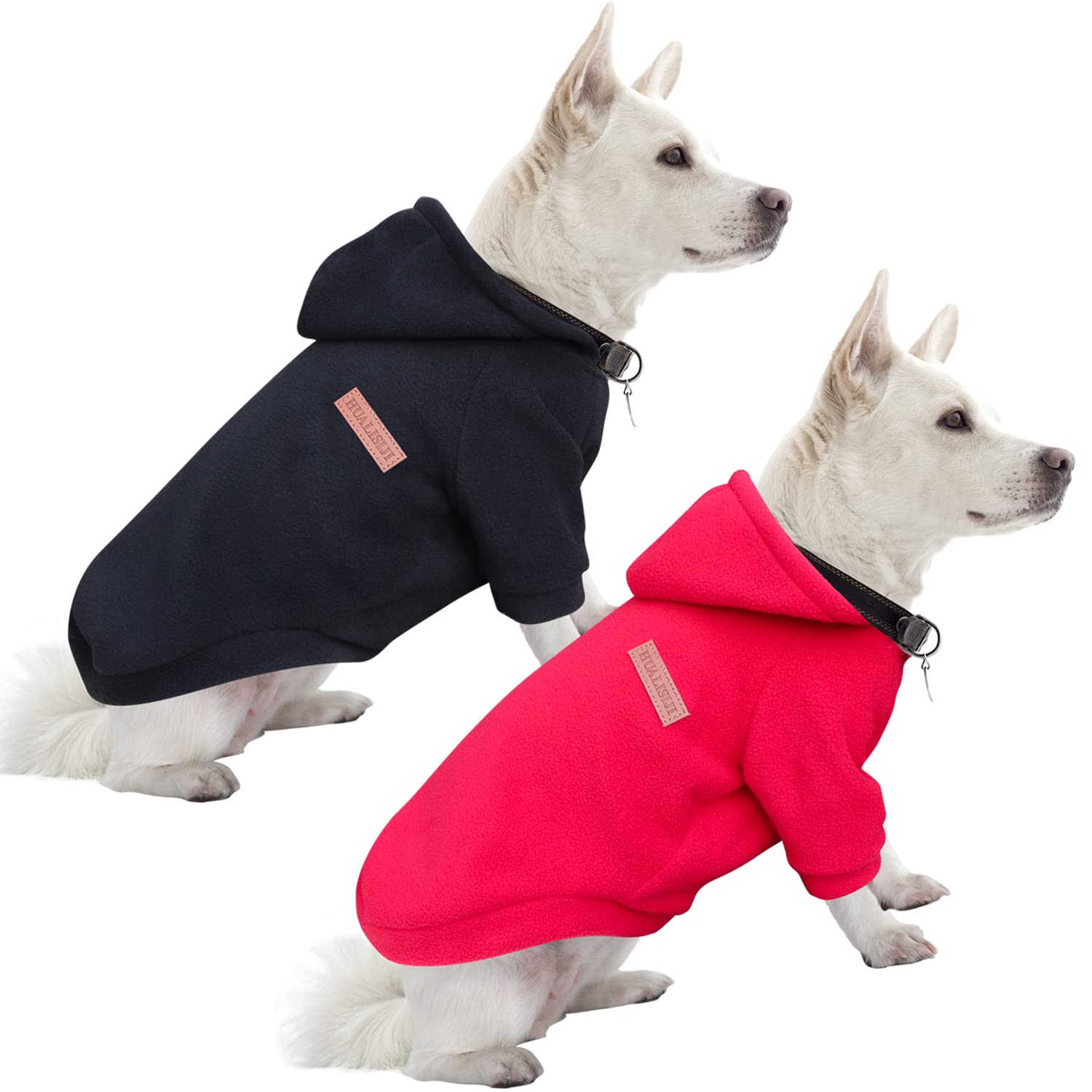 HuaLiSiJi Dog Hoodie Dog Sweatshirt Elasticity Fabric is Quite Comfortable, Soft and Warm for the Animal and Easy to Wear (Black+Red, XXL)