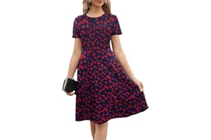MSLG Women's 2025 Fit and Flare Dress Summer Casual Elegant Vintage Floral Printed Work Party A-line Dress with Pockets 162