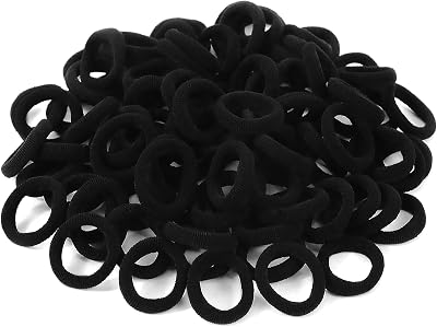 Hanyousheng 100 Pcs Small Elastic Hair Bands Black 2.5 cm Diameter