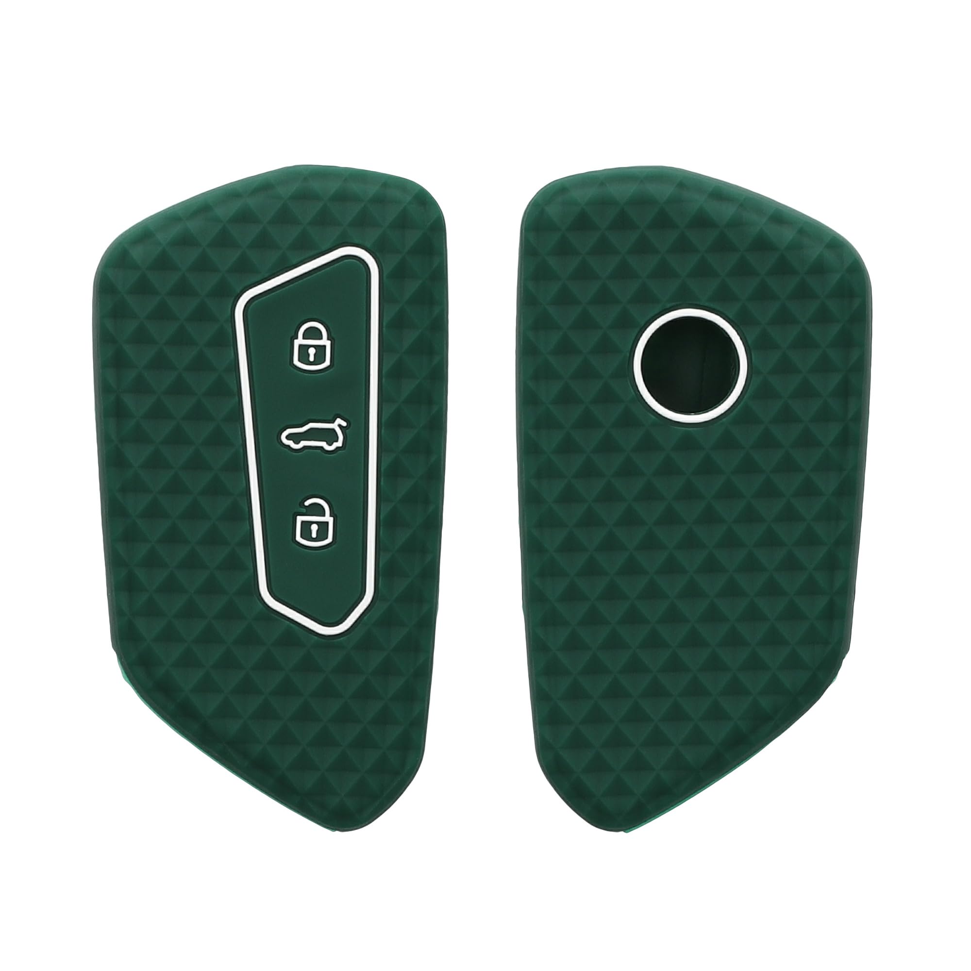 kwmobile Key Cover Compatible with VW Golf 8 3 Button Car Key - Soft Silicone Car Fob Holder Protector Case - Forest Green