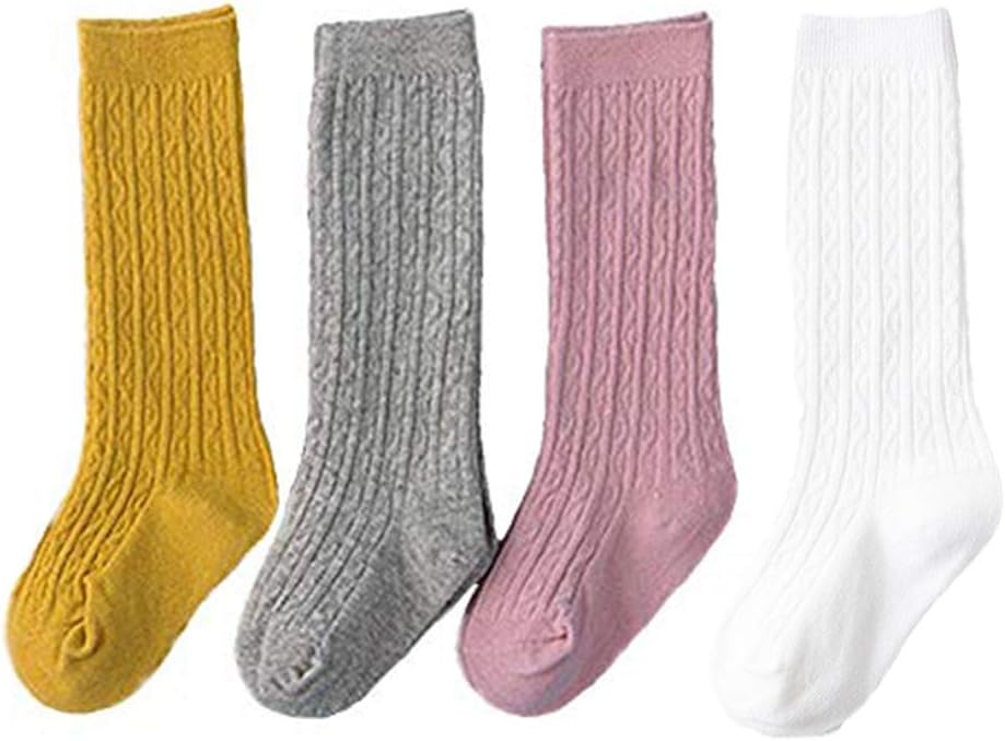 Baby Girls Knee High Socks Hollow Out Anti-skid Knitting Stockings Suitable for 0-2 Years Infants Toddlers