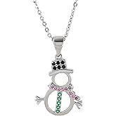 Aurethys Christmas Snowman Necklace for Women Winter Christmas Theme Hollow Zircon Snowman Pendant Necklace Winter Holiday Xmas Jewelry Gifts