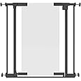 Perma Child Safety Clear Ultimate Safe Step Secure Handle Auto Close Walk Through Baby Gate for Stairs Pressure Mounted 28.8"" 32.3"" Wide, Warm Black