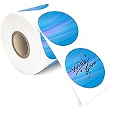 400Pcs/Roll - 2 Inch Holographic Blue Thermal Labels, Waterproof & Oil-Resistant Round Stickers, Circle Printer Labels for Business Logo, Pricing, Address, Thanks/Blessing Label