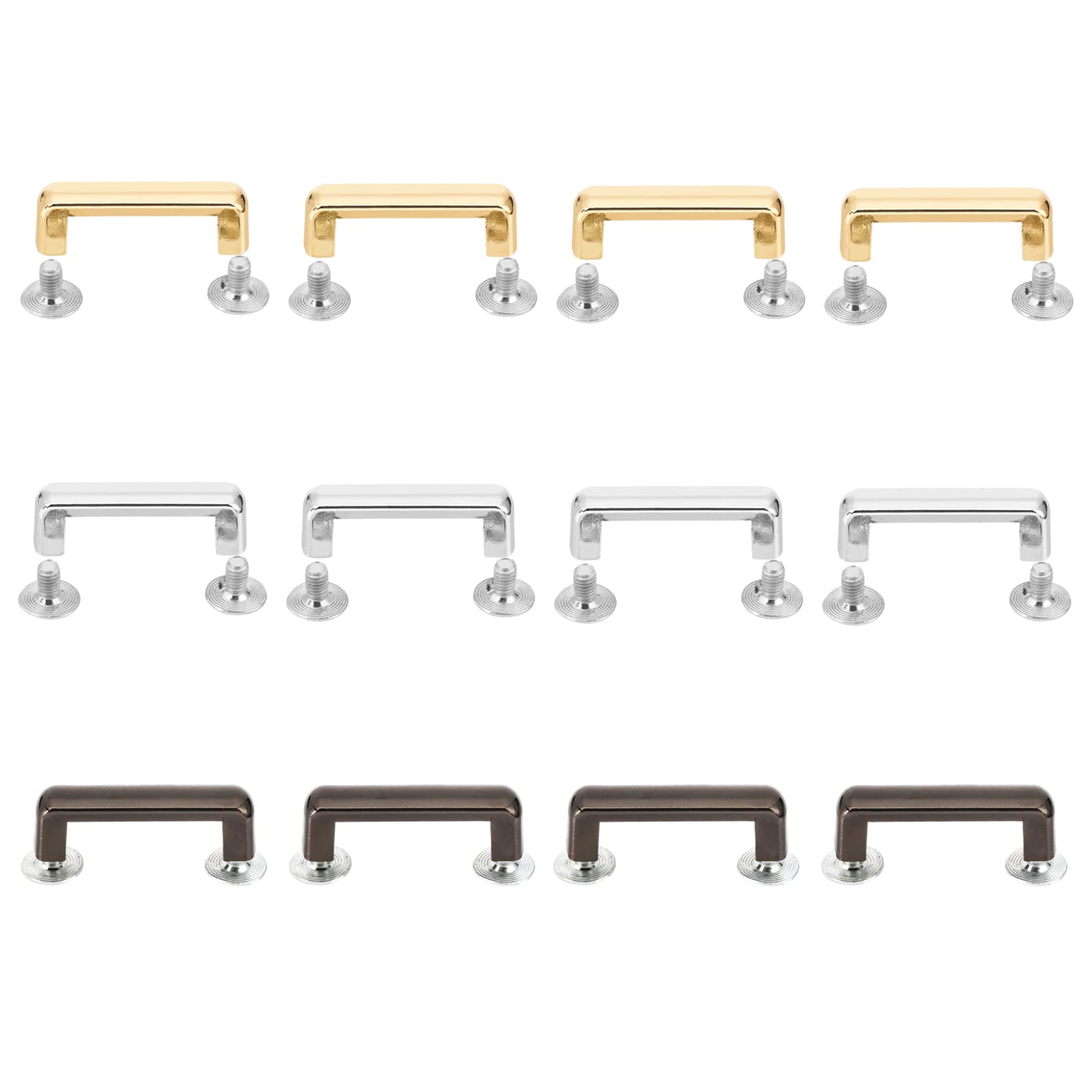 SUPERFINDINGS 12 Sets 3 Colors Metal Bag Strap Connector Buckle Bag Suspension Clasps Anchor Bridge Buckles Chain Strap Connector with Screws for DIY Leather Crafts Purse Making