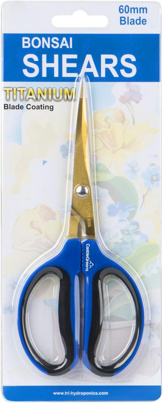 CastleGreens Garden Scissors, 60mm Titanium Coating Stainless Steel Blades Bonsai Shears, Practical and Light Pruning Shear, Ideal for Trimming Indoor and Outdoor Plants : Garden & Outdoor