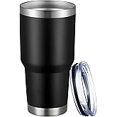 MEWAY 30oz Tumbler Double Wall Vacuum Insulated Travel Mug, Stainless Steel Tumbler with Lid, Durable Powder Coated Insulated Coffee Cup for Cold & Hot Drinks (Black,1 PACK)