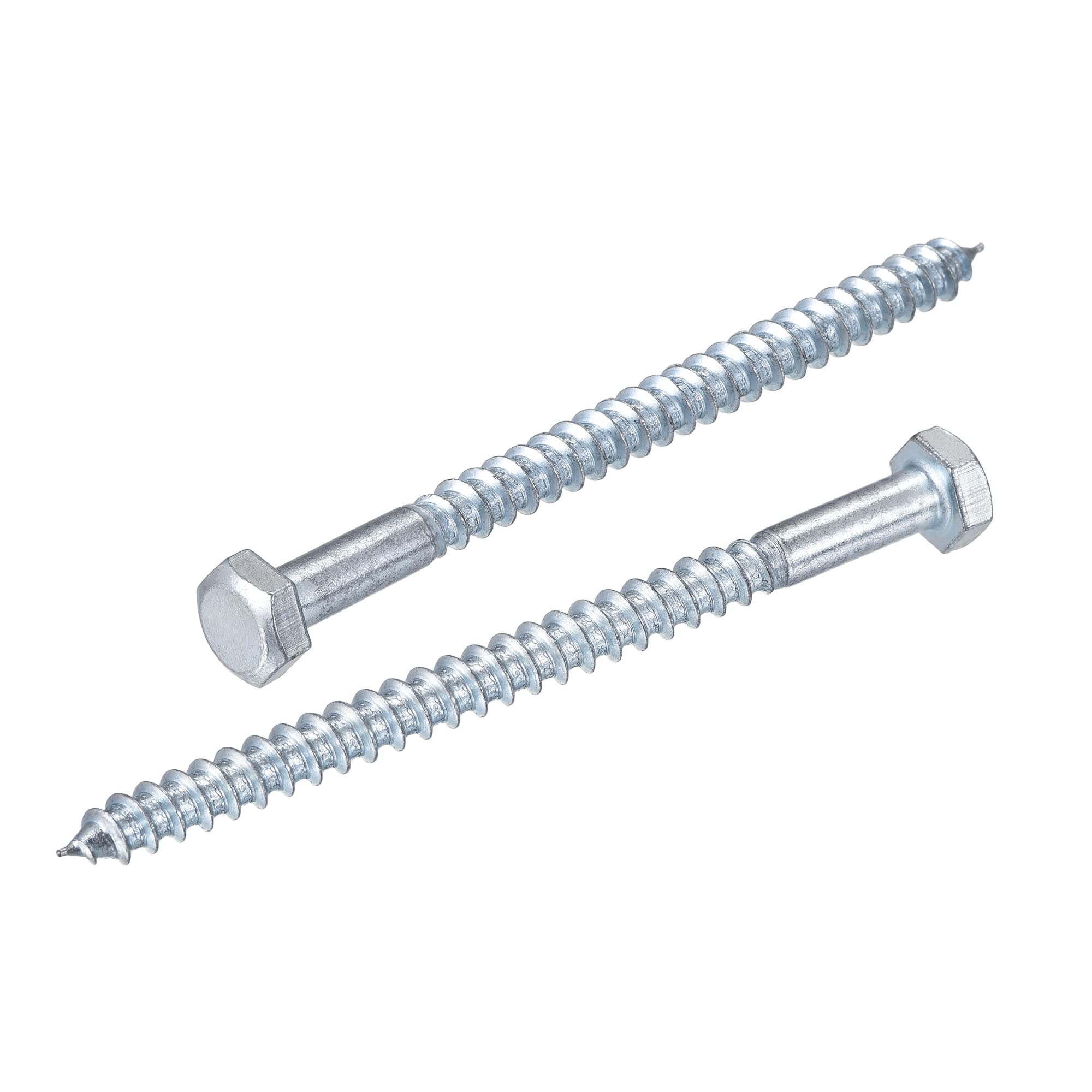 sourcing map Hex Lag Screws, M8 x 120mm Carbon Steel Zinc Plated Half Thread Self-Tapping Bolts for Wood Screw 15Pcs