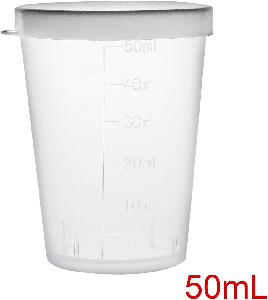 sourcingmap Measuring Cup 50ml Plastic Graduated Beaker Transparent with Lid for Lab Kitchen Liquids 30pcs - Image 3