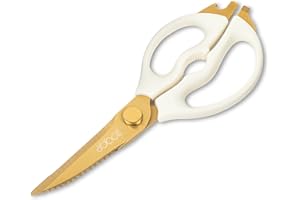 Abbott Collection Multi Purpose Kitchen Shears - Stainless Steel/Rubber, Gold/Ivory (9 inches L)