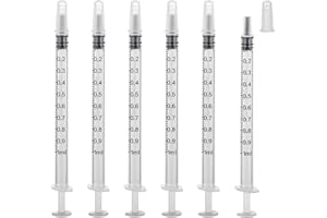 10 Pack 1ml Syringe with Cap for Liquid, Measurement Syringes Tools Individually Packaged for Scientific Labs, Dispensing and