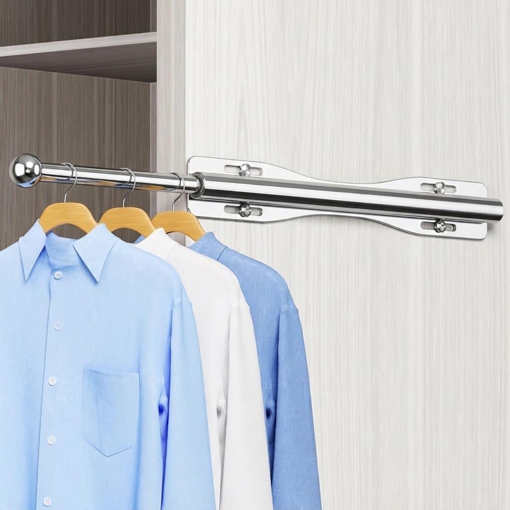 Photo 1 of 12" Valet Rod For Closet Pull Out Slide Out Adjustable Heavy Duty Valet Rod For Closet, Laundry Room, Bedroom, Bathroom(Chrome)