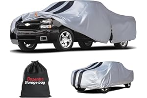 DOZENTRO Chevrolet Silverado 1500 Truck Cover Custom Fit 1998-2025 Extended Cab Short Bed(8.1') With Door Zipper, 10 Layers Pickup Truck Cover Waterproof All Weather, Car Tarp for Wind Dust Sun etc Protection.