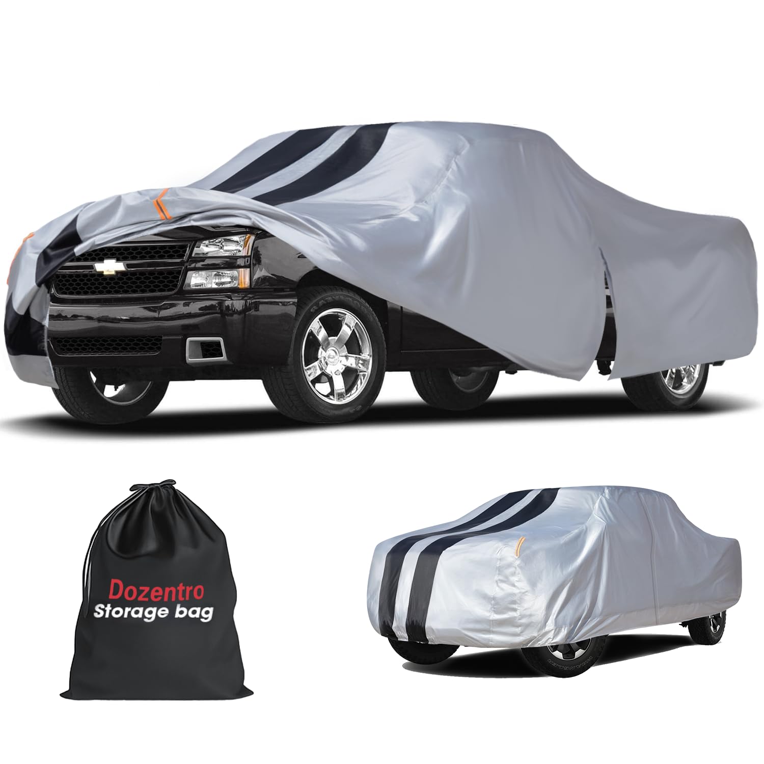 Photo 1 of Chevrolet Silverado 1500 Truck Cover Custom Fit 1998-2026 Extended Cab Short Bed(8.1') With Door Zipper, 10 Layers Pickup Truck Cover Waterproof All Weather, Car Tarp for Wind Dust Sun etc Protection.