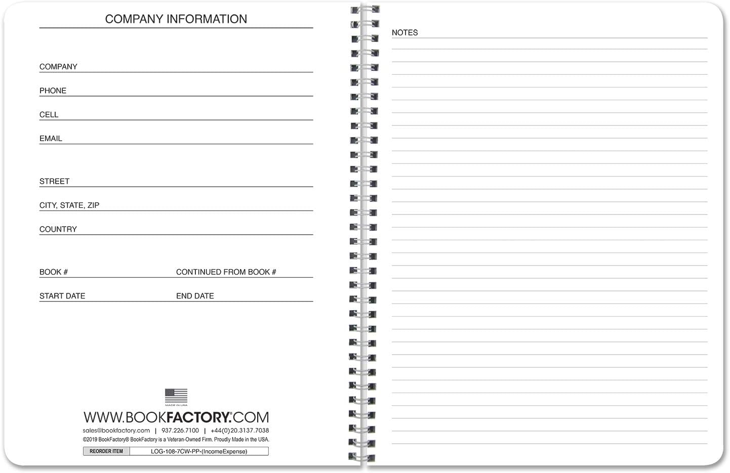 BookFactory Income & Expense Journal/Accounting Ledger Book/Bookkeeping Income and Expenses Tracking Ledger Log Book/LogBook 108 Pages - 8.5" x 11" Wire-O (LOG-108-7CW-PP-(IncomeExpense)-BX) : Office Products