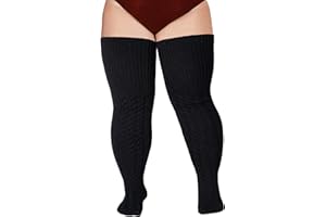 MOON WOOD Wool Plus Size Thigh High Socks For Thick Thighs- Extra Long Womens Warm Cable Knit Over Knee Stockings Leg Warmers