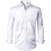 Alimens & Gentle Men's Dress Shirts Long Sleeve Wrinkle Free Stretch Business Casual Wedding Button Down Shirt