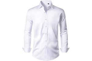 Alimens & Gentle Men's Dress Shirts Long Sleeve Wrinkle Free Stretch Business Casual Wedding Button Down Shirt