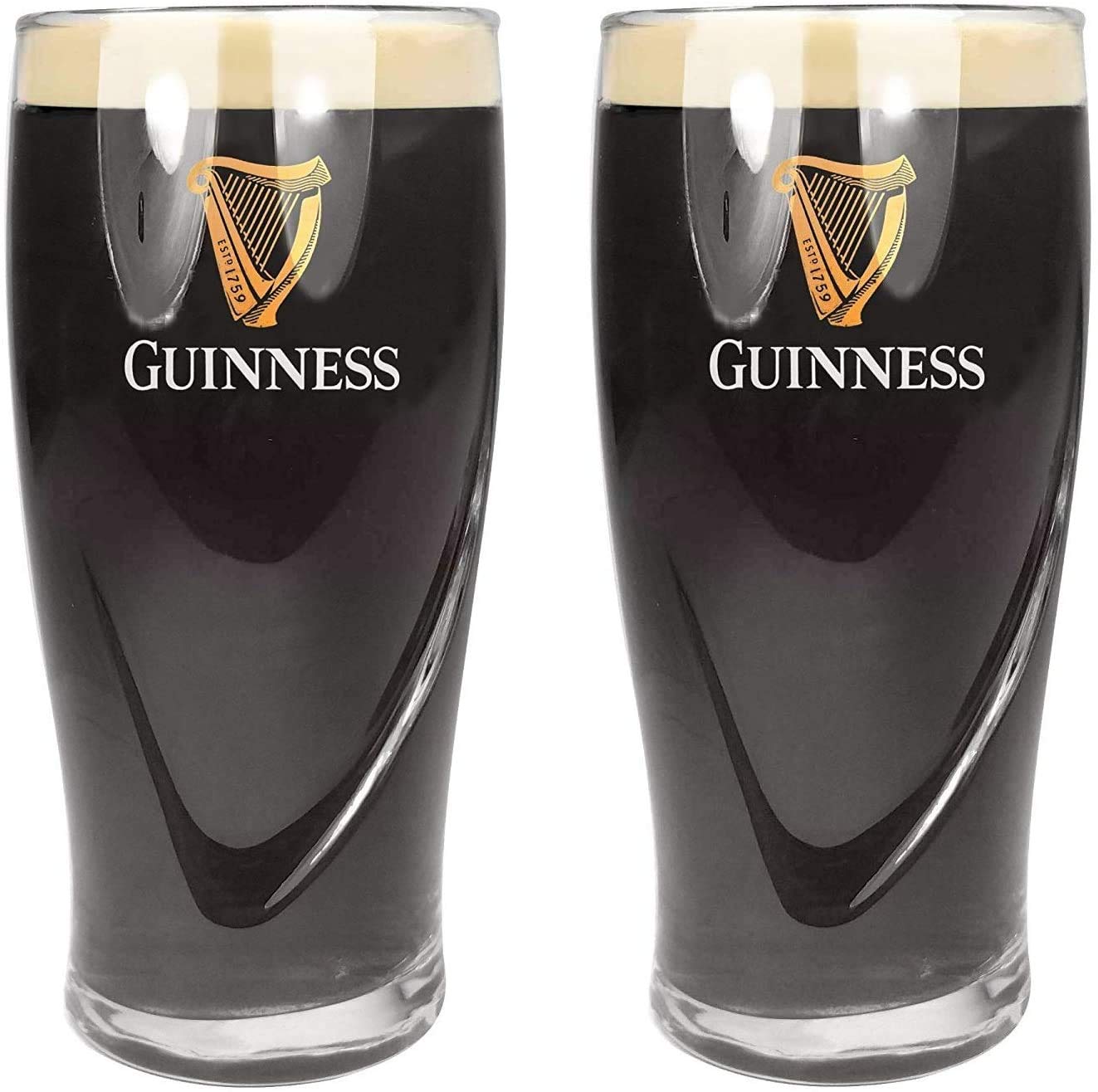 SP Guinness Pint Glasses 20oz / 568ml CE Marked | Embossed Harp Design | Set of 2 | Guinness Glass