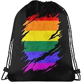 LGBT Gay Pride Rainbow Flag Ripped Drawstring Backpack Bag Women Men | Sport Travel Gym Sackpack