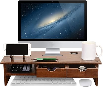 Amazon Com Sundale Bamboo Wood Monitor Stand Ergonomic Computer
