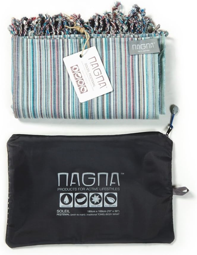 Nagna Soleil Yoga Towel w/Travel Bag- Large Multi Functional Mat Spread, Compact, Quick Dry, Lightweight