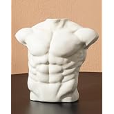 Tmtior Ceramic Male Torso Body Sculpture Art Bud Vase-Cream | Ideal for Aesthetic Nordic Modern Home Decor, Creative Table Centerpiece for Bookshelf, Living Room, Office