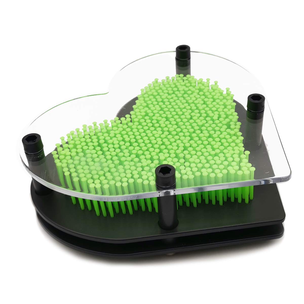 MICKYU Small Pin Art Board Game Classic Plastic 3D Pin Point Impression Office Desk Toy Sculpture for Children Adults, 5.7 x 5.5 inches, ( Green, Love )