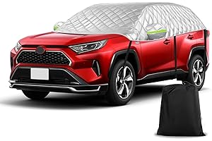 Federedevo 6 Layers Universal SUV Half Car Cover (142"x59") - Mid-Size SUV Hail & Snow Shield for Compact Cars | Scratch-Free