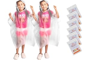 Homljie Family Pack Disposable Rain Ponchos: Waterproof, Reusable, Lightweight for Adults & Kids
