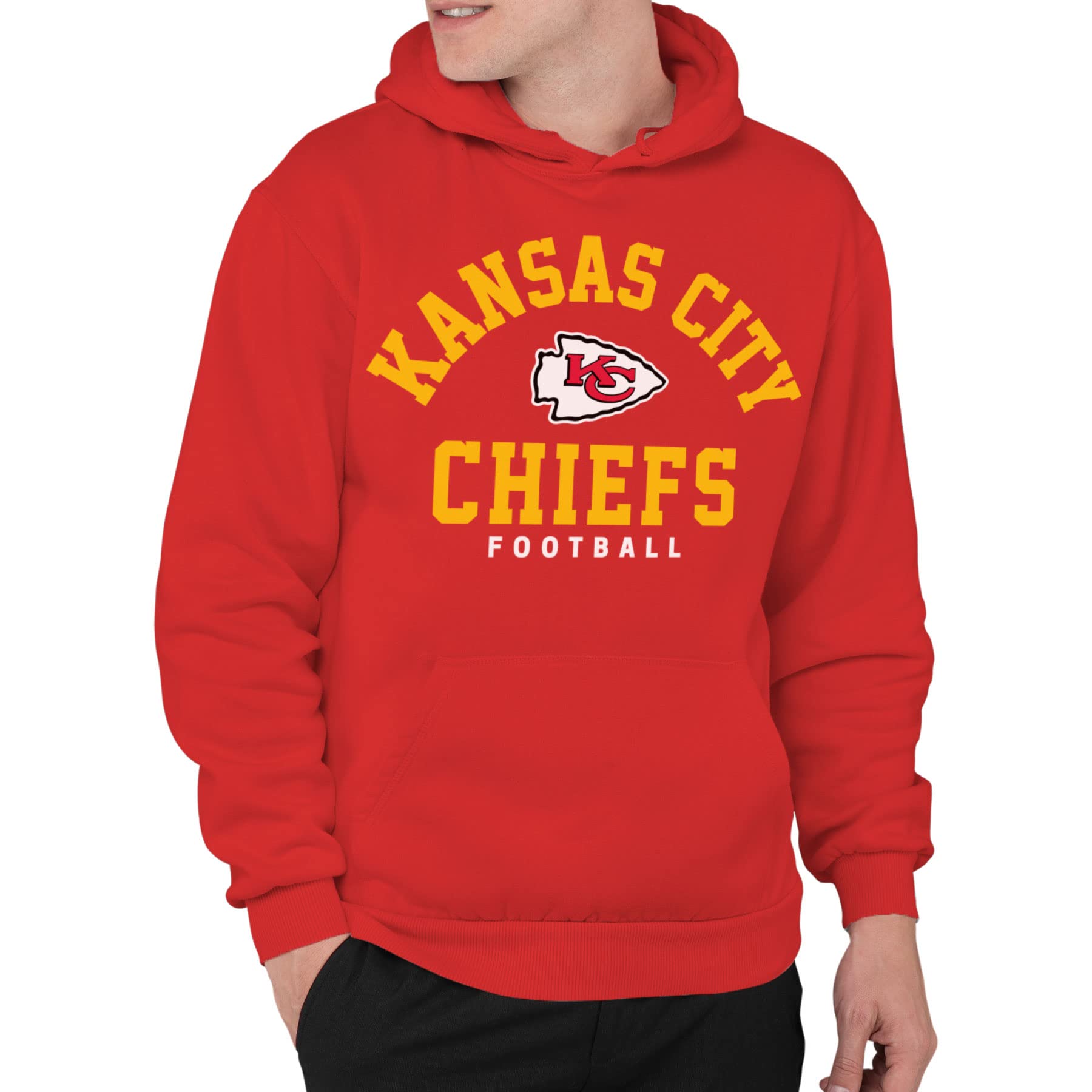 Junk Food Clothing x NFL - Kansas City Chiefs - Classic Team Logo - Unisex Adult Pullover Fleece Hoodie for Men and Women - Size Medium Image
