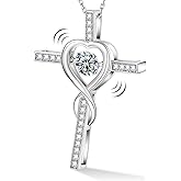 HOLYCOME Moissanite Cross Necklace for Women,Floating Lab Diamond Crucifix Pendant Chain for Men,Religious Cross Jewelry S925 Sterling Silver Necklace Gifts for Valentine's Day Women