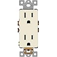 LIDER Matte Finish Decorator Receptacle with Interchangeable Face Cover, Child Safe Tamper-Resistant Wall Outlet, Commercial Grade, Self-Grounding, 15A 125V, UL Listed, LR15-TR-LA, Light Almond
