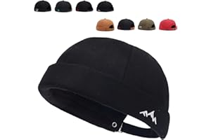 GADFARY Brimless Hats for Men Brimless Caps, Rolled Cuff Retro Docker Hat for Men Womens Skull Cap with Adjustable Brimless Hat