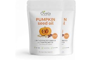 ALBIKYU Ovela Pumpkin Seed Oil Capsules, Pumpkin Seed Oil 2 in 1 with Saw Palmetto, Cold Pressed & Natural Supplement, Hair Growth, Skin Care - Non-GMO, Gluten - Free 180 Softgels(2pcs)