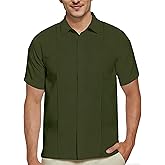 Am Direct Mens Short Sleeve Shirts Button Down Shirts for Men Beach Summer Solid Formal Shirt