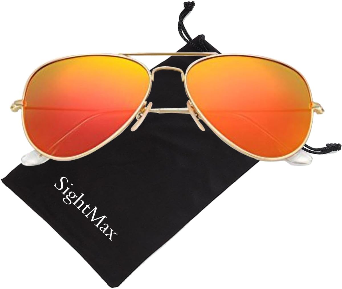 SightMax Polarized Male Female Aviator Sunglasses Flash Mirror UV400 (Gold Frame/Orange Lens)