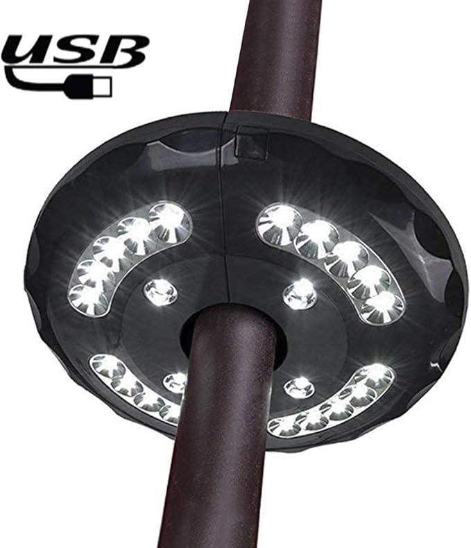 LeTang USB Rechargeable LED Patio Umbrella Lights, 3 Brightness Modes