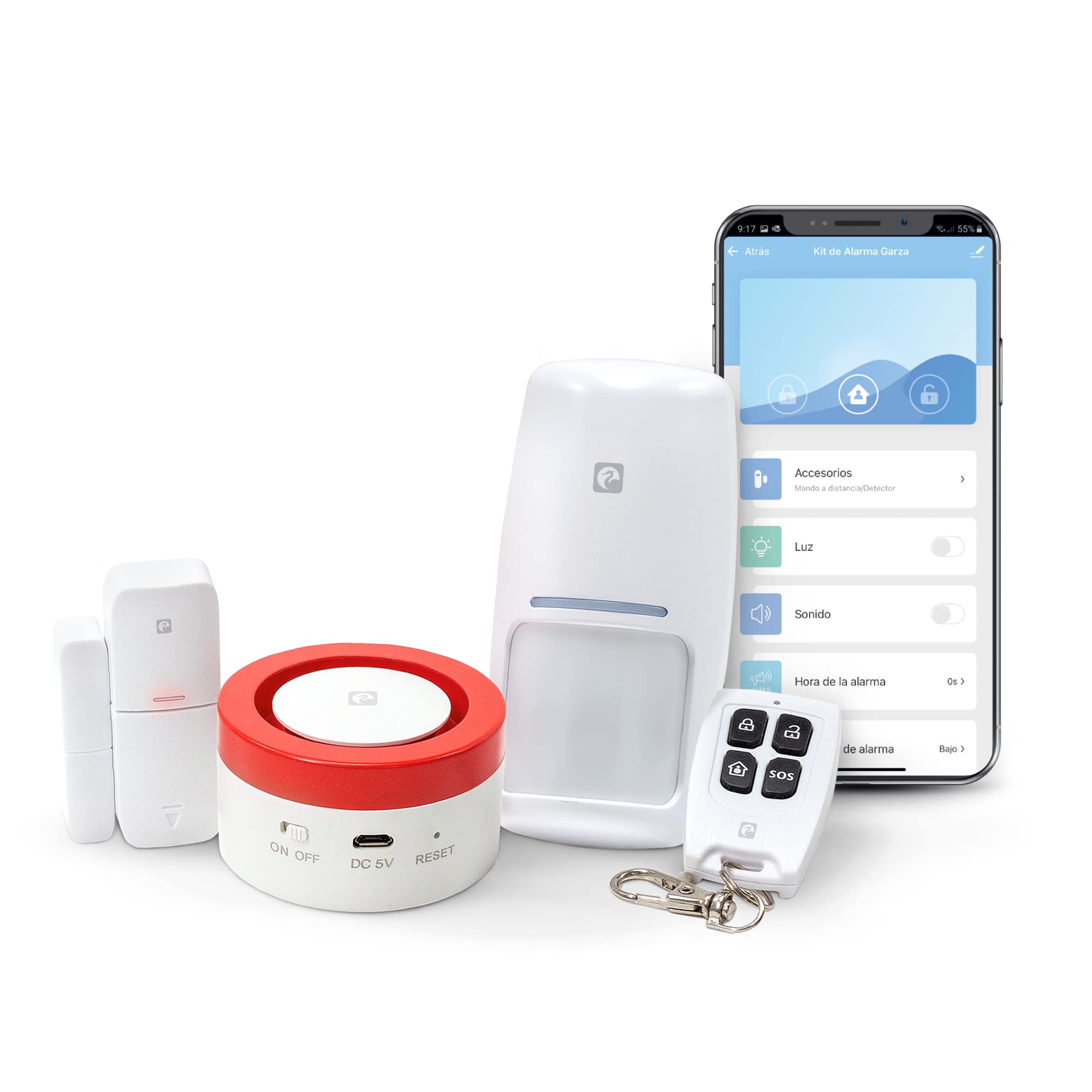 Garza Smarthome Smart Wifi Home Alarm Kit, 120dB Siren, Motion Sensor, Door/Window Sensor, Remote and Voice Control and App, Alexa, iOS, Google, Android