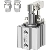 HNJPC Pneumatic Clamping Cylinder with Lever Arm, 1-1/2 inch (40mm) Bore Down Acting Clamp for Jigs, Fixtures, and Mold Pressing (ALC40)