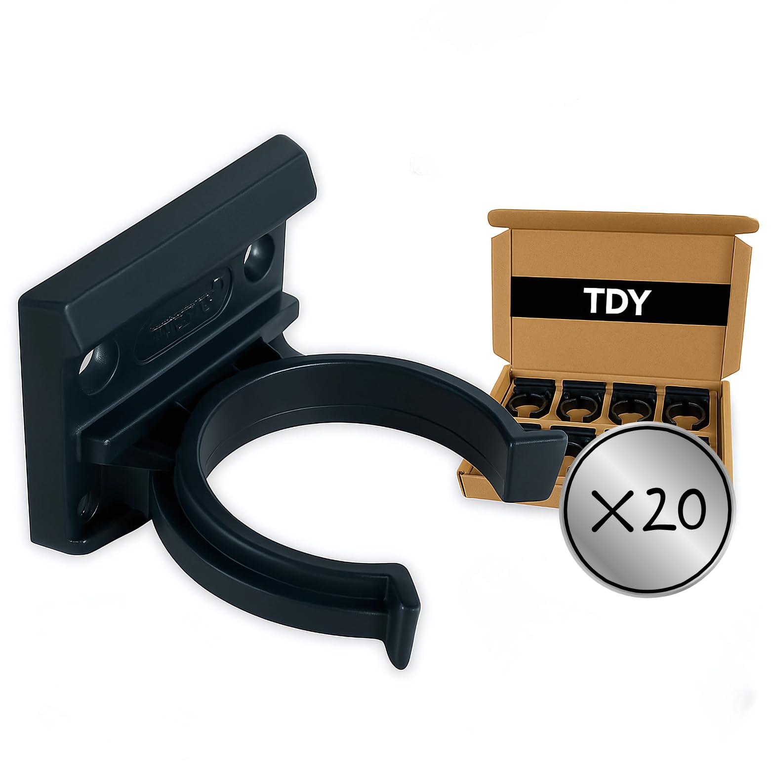 20 x Heavy Duty Kitchen Plinth Clips Kick Board Clips with Attaching Bracket, Black, Pack of 20