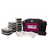 Isolator Fitness 6 Meal ISOBAG Meal Prep Management Insulated Lunch Bag Cooler with 12 Stackable Meal Prep Containers, 3 ISOBRICKS, and Shoulder Strap - MADE IN USA (Black/Fuchsia Accent)