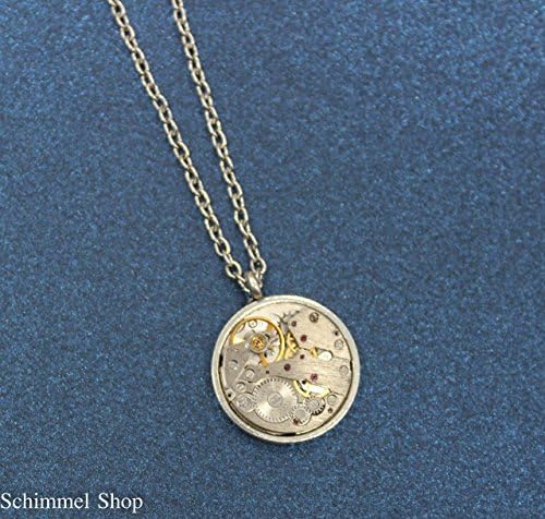Awesome Steampunk Vintage Watch parts Necklace. Silver pendant and chain.