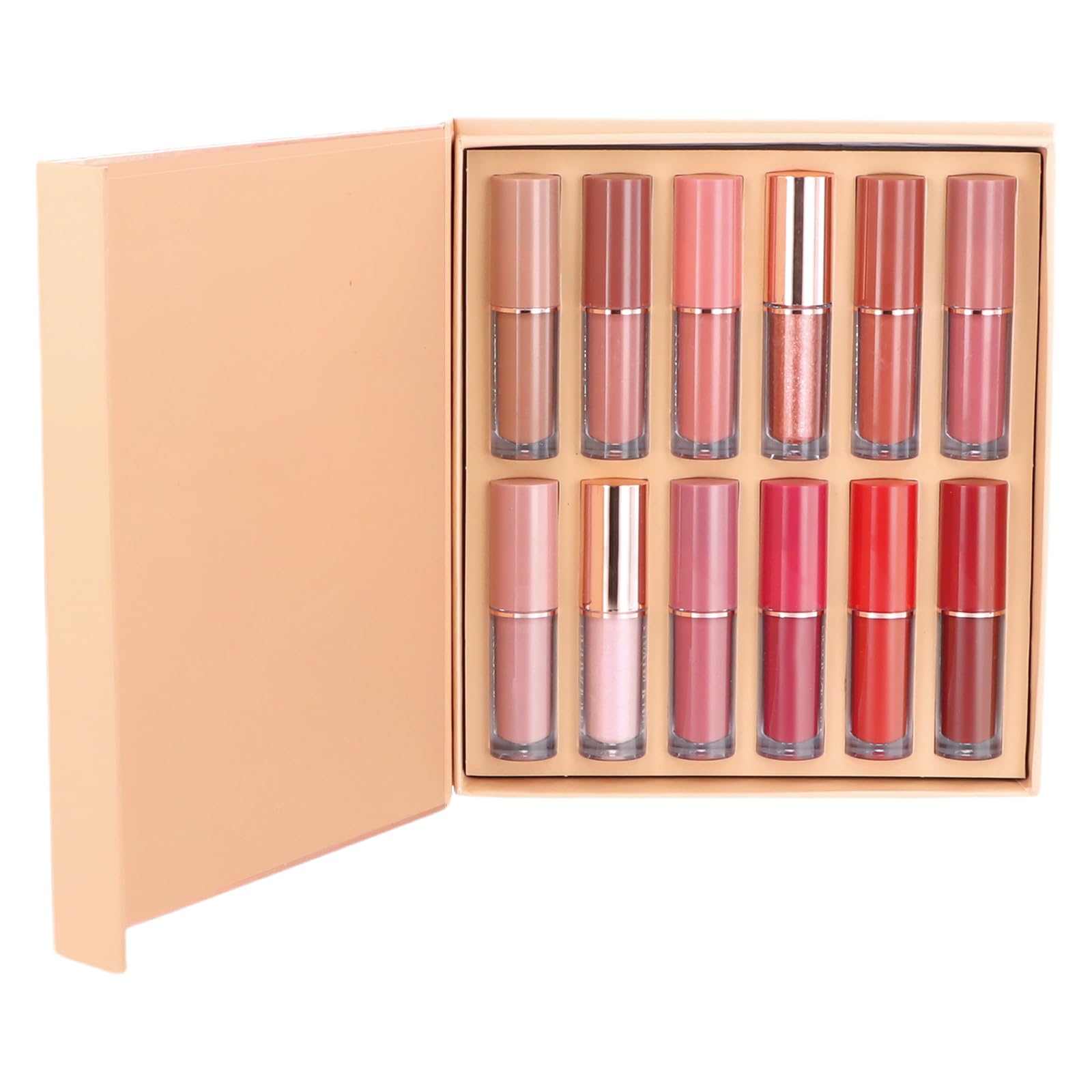 Azonelife 12 Colors Nude Liquid Lipstick Makeup Set, Including 10 Matte Liquid Lipstick and 2 Glitter Lipstick, Long-Lasting Non-Stick Cup Not Fade Waterproof Lip Gloss Make up Gift Set for Women Girl