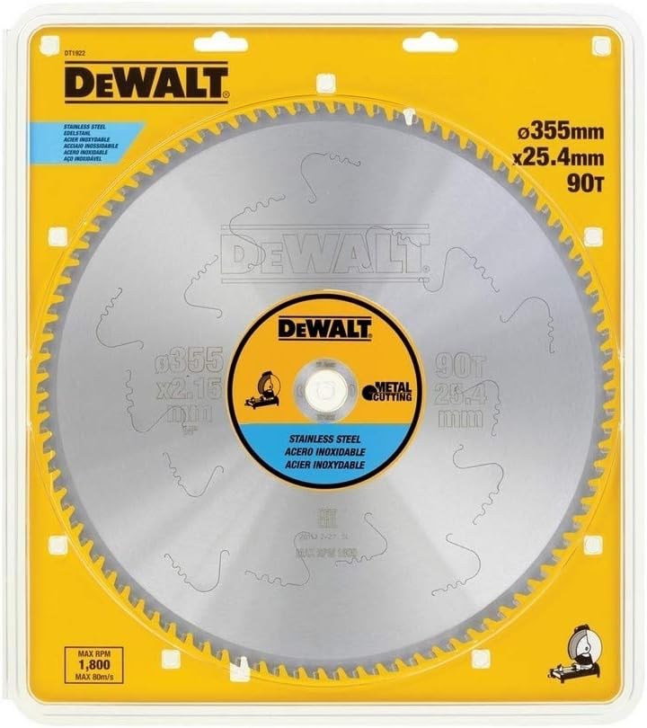 DEWALT DT1922-QZ DT1922-QZ-Hojas Sierra Estacionarias 355 x25.4 x 90D para Acero inoxidable, Blueberry, Size