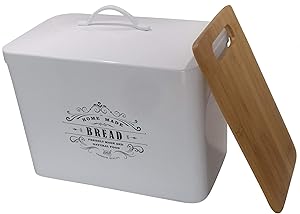 Metal bread box Breadbox basket (White)